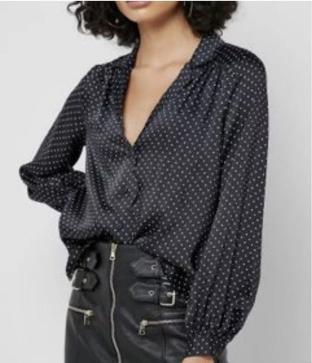 Topshop Polka Dot Scallop Blouse Size 8